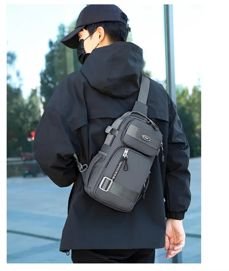 Men's Large Black Travel Chest Bag 24H Transit — feature 18