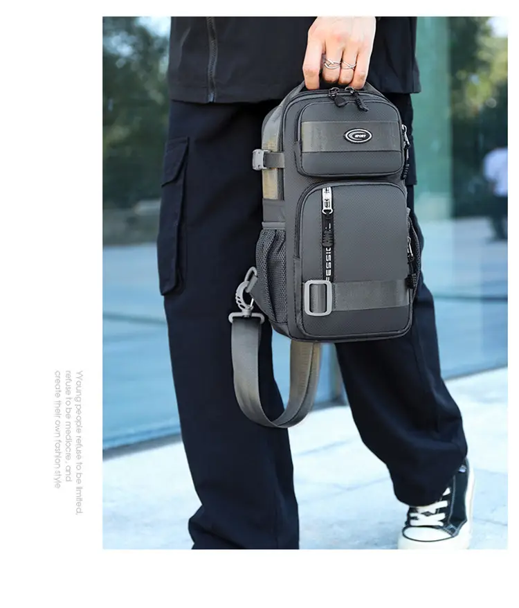 Men's Large Black Travel Chest Bag 24H Transit — feature 19