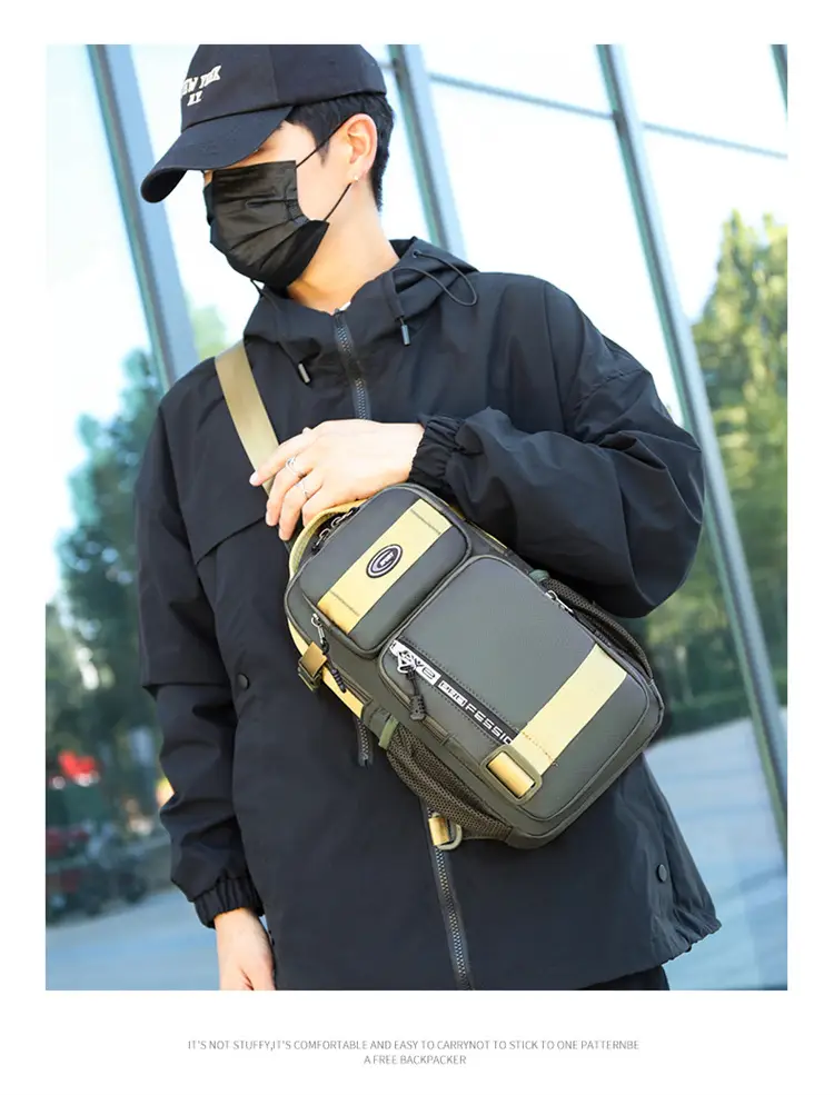 Men's Large Black Travel Chest Bag 24H Transit — feature 21