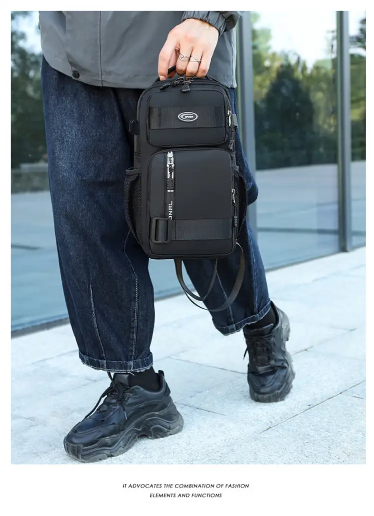 Men's Large Black Travel Chest Bag 24H Transit — feature 22
