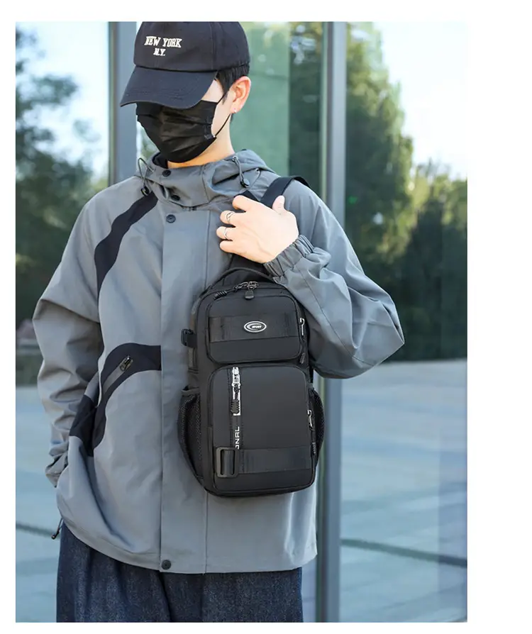 Men's Large Black Travel Chest Bag 24H Transit — feature 23