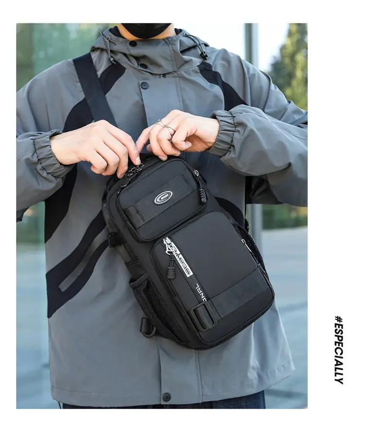 Men's Large Black Travel Chest Bag 24H Transit — feature 25