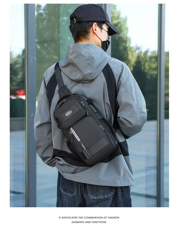 Men's Large Black Travel Chest Bag 24H Transit — feature 26