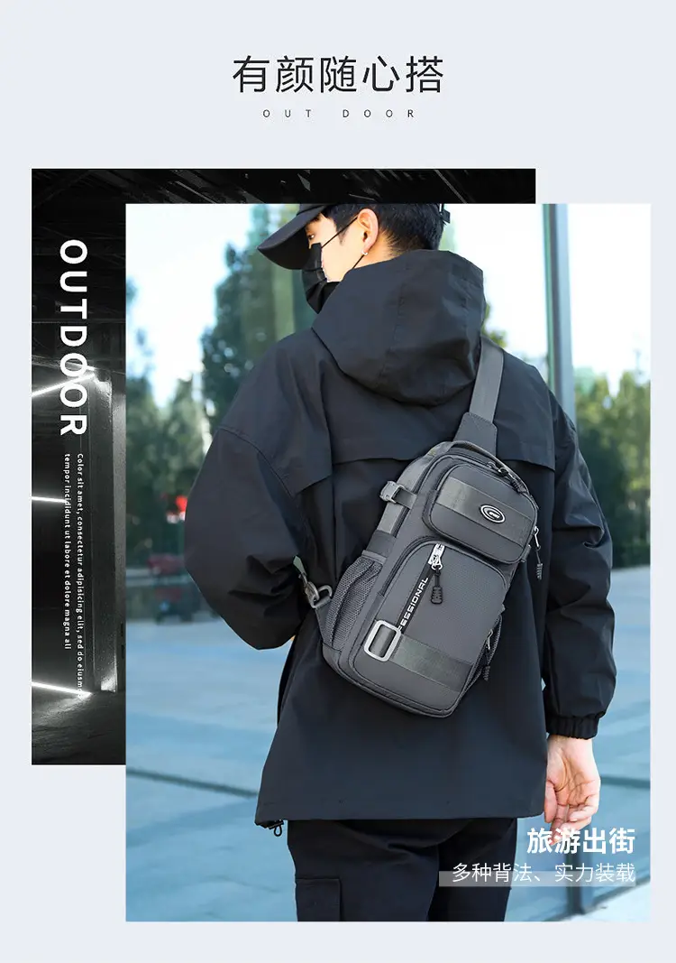 Men's Large Black Travel Chest Bag 24H Transit — feature 3