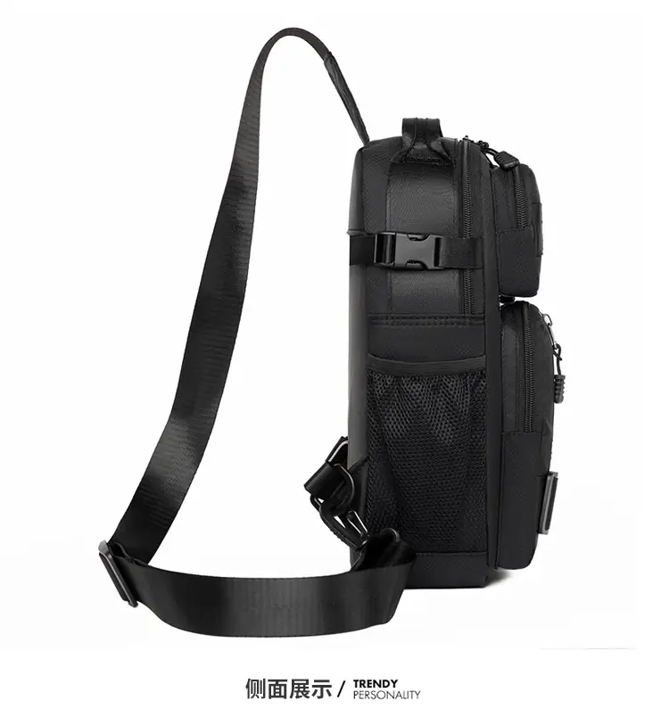 Men's Large Black Travel Chest Bag 24H Transit — feature 32