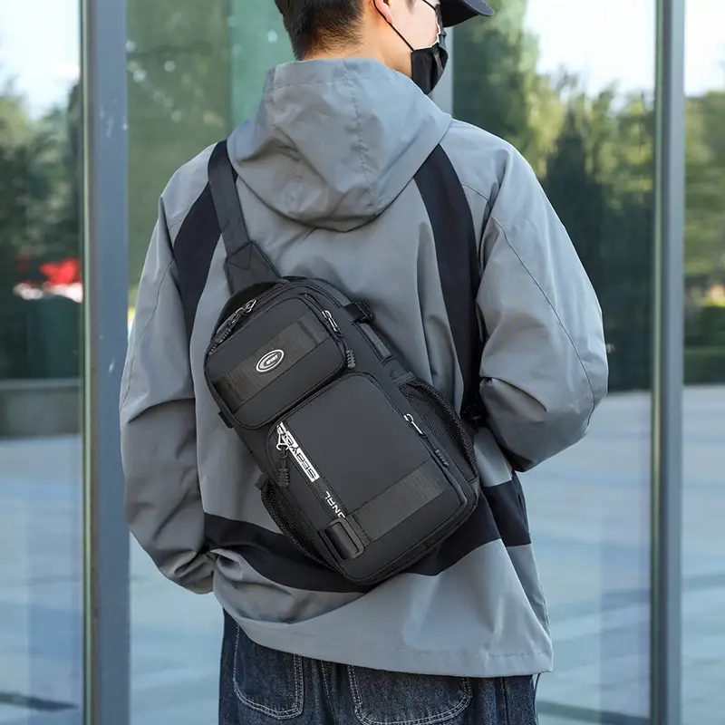 Men's Large Black Travel Chest Bag 24H Transit — feature 46