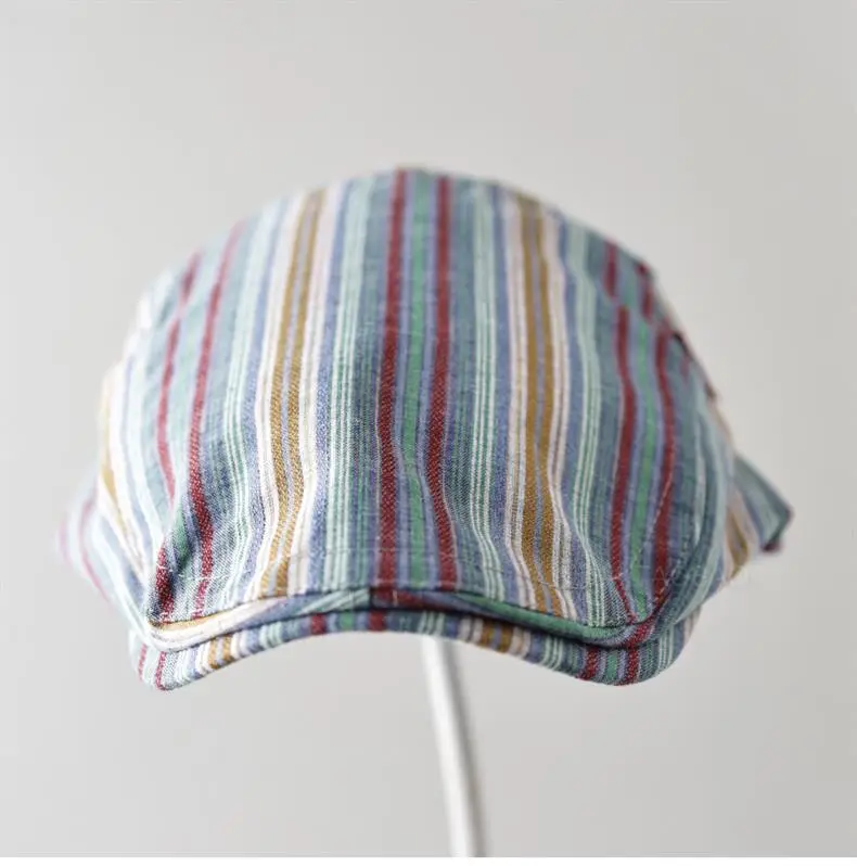 Men Women Striped Painter's Cap All Match Casual — feature 12