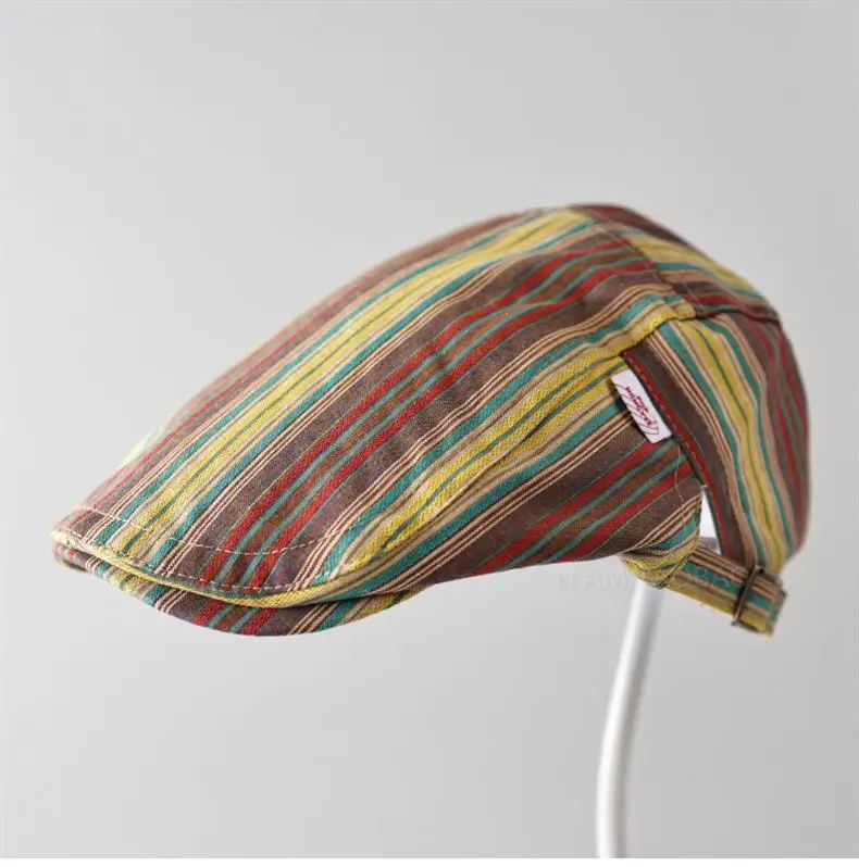 Men Women Striped Painter's Cap All Match Casual — feature 7
