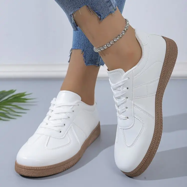 Cross-Border New Style Lace-Up White Sneakers, Soft-Soled Running Shoes, Versatile Non-Slip Casual High-Heeled Shoes, Soft Leather Forrest Gump Shoes - Image 3