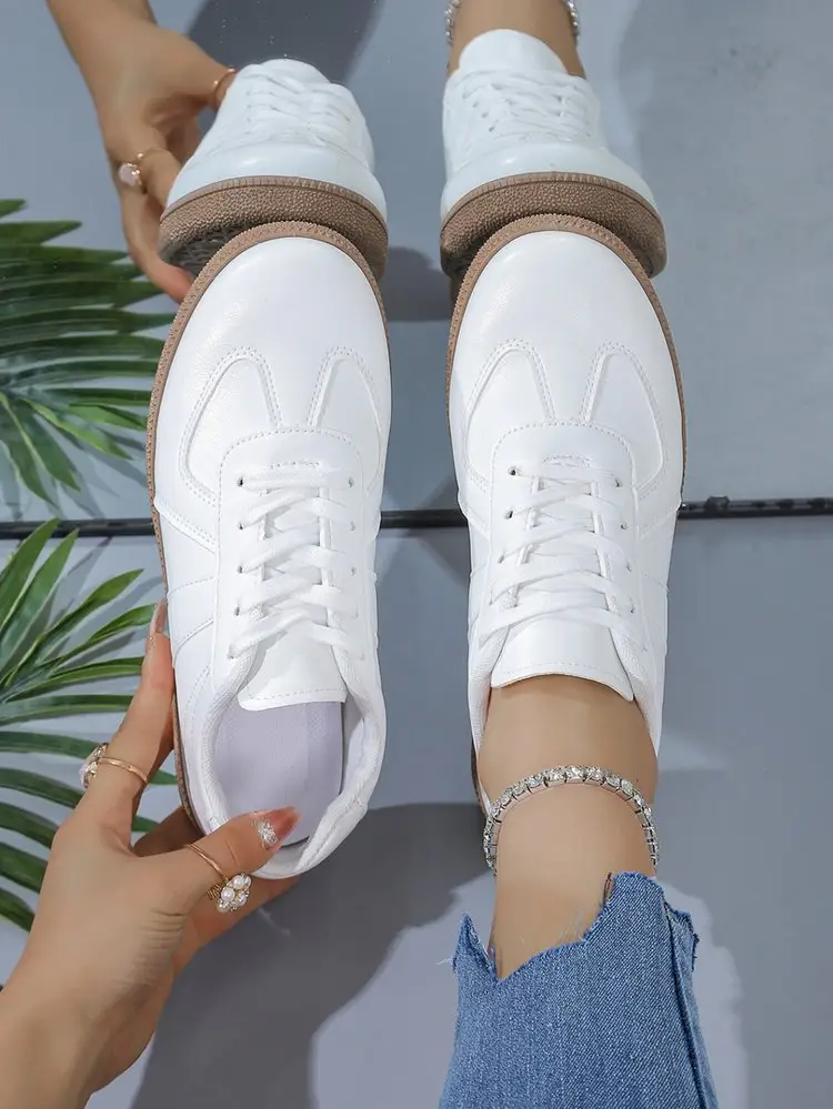 Cross-Border New Style Lace-Up White Sneakers, Soft-Soled Running Shoes, Versatile Non-Slip Casual High-Heeled Shoes, Soft Leather Forrest Gump Shoes — feature 12