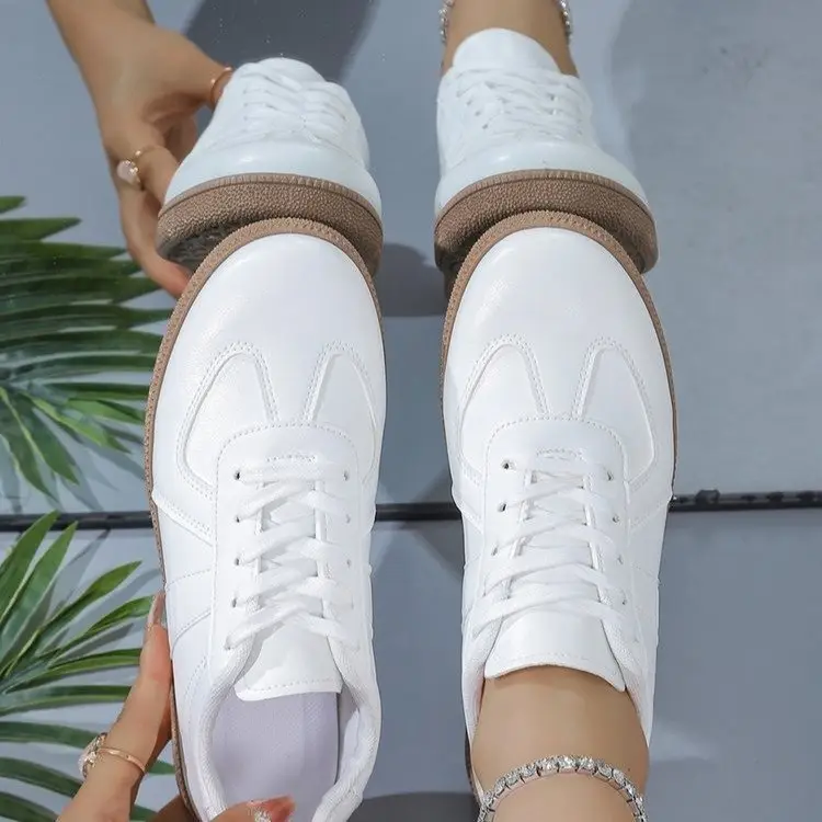 Cross-Border New Style Lace-Up White Sneakers, Soft-Soled Running Shoes, Versatile Non-Slip Casual High-Heeled Shoes, Soft Leather Forrest Gump Shoes — feature 2