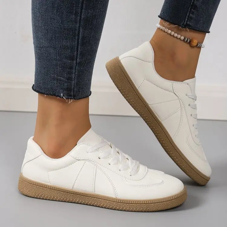 Cross-Border New Style Lace-Up White Sneakers, Soft-Soled Running Shoes, Versatile Non-Slip Casual High-Heeled Shoes, Soft Leather Forrest Gump Shoes - Image 2