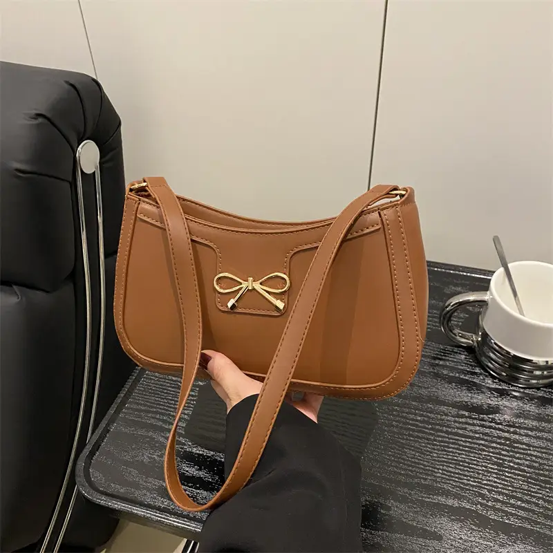 Women's Tan Bow Shoulder Bag 2025 New Style - Image 7