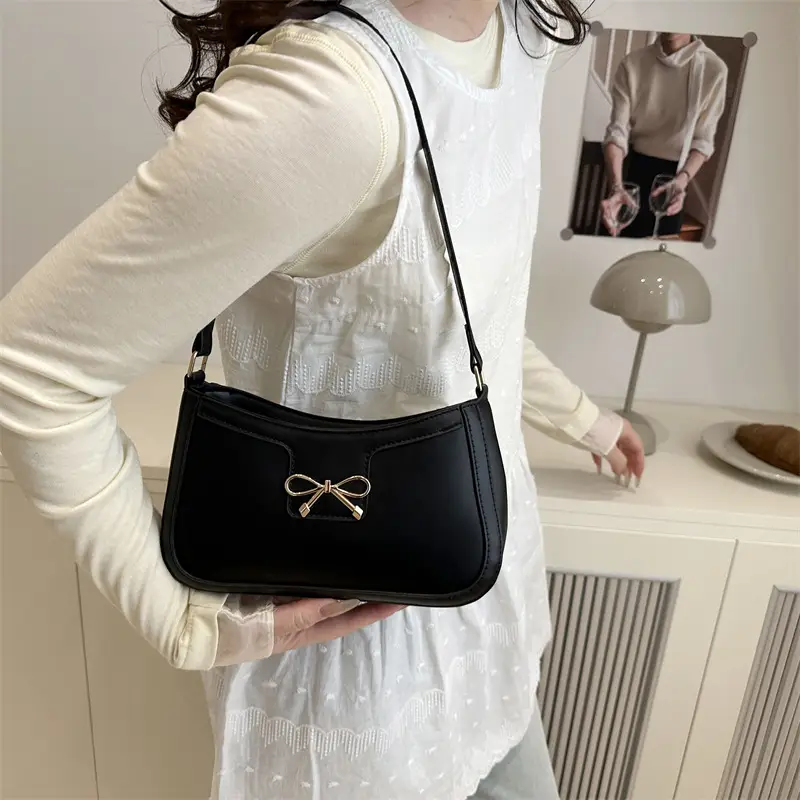 Women's Tan Bow Shoulder Bag 2025 New Style - Image 8