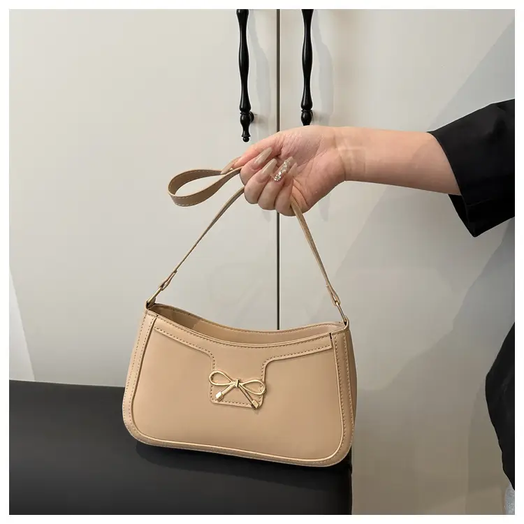 Women's Tan Bow Shoulder Bag 2025 New Style — feature 15