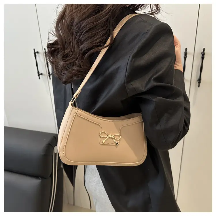 Women's Tan Bow Shoulder Bag 2025 New Style — feature 16