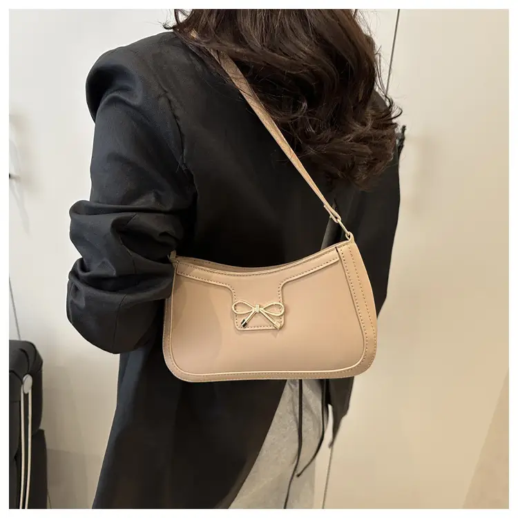 Women's Tan Bow Shoulder Bag 2025 New Style — feature 17
