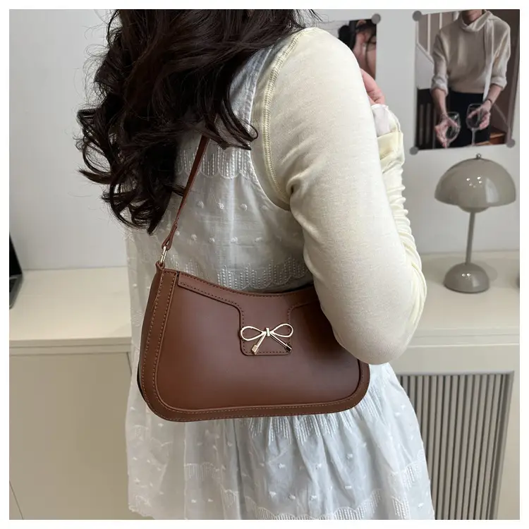 Women's Tan Bow Shoulder Bag 2025 New Style — feature 19