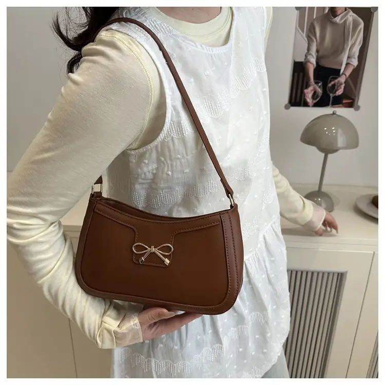 Women's Tan Bow Shoulder Bag 2025 New Style — feature 20