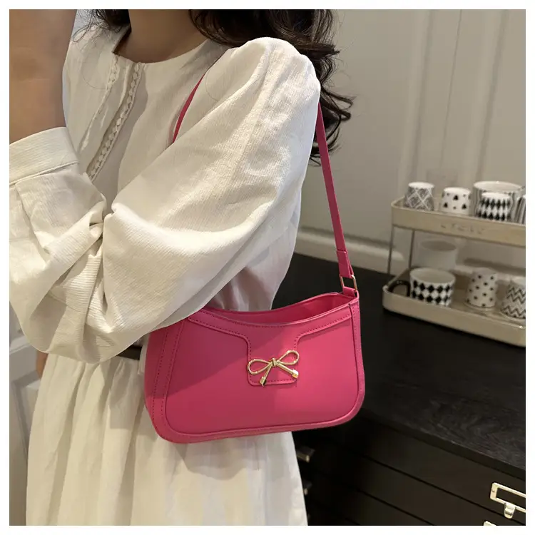 Women's Tan Bow Shoulder Bag 2025 New Style — feature 23