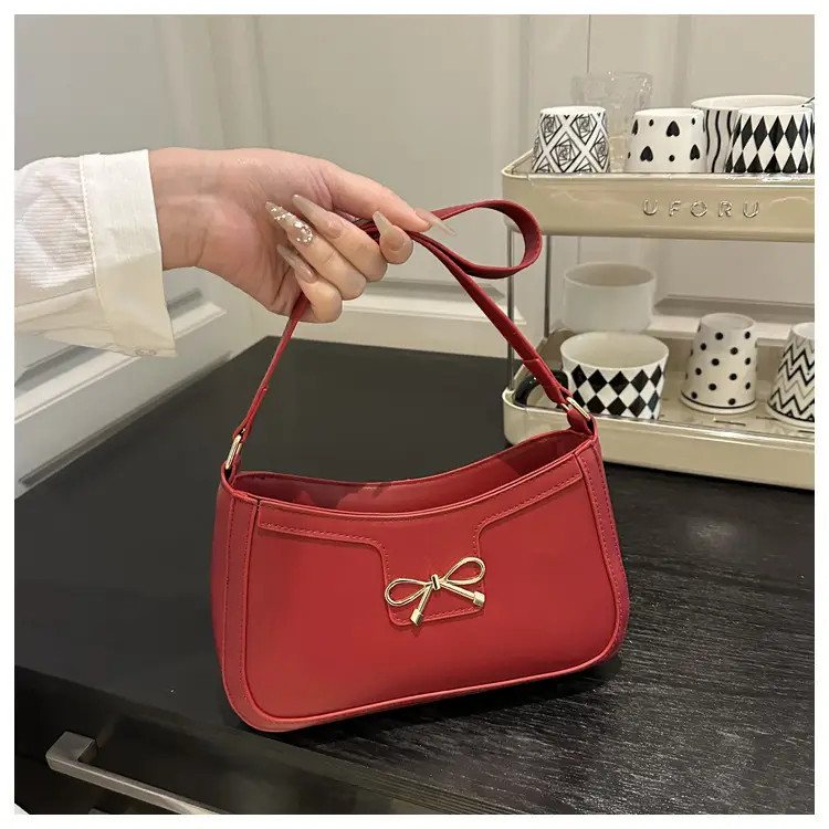 Women's Tan Bow Shoulder Bag 2025 New Style — feature 24