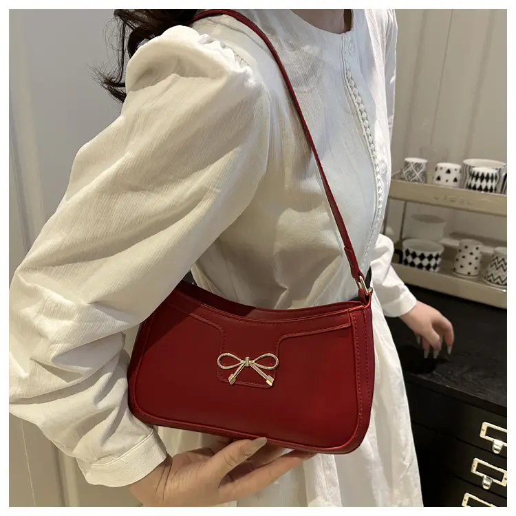 Women's Tan Bow Shoulder Bag 2025 New Style — feature 26