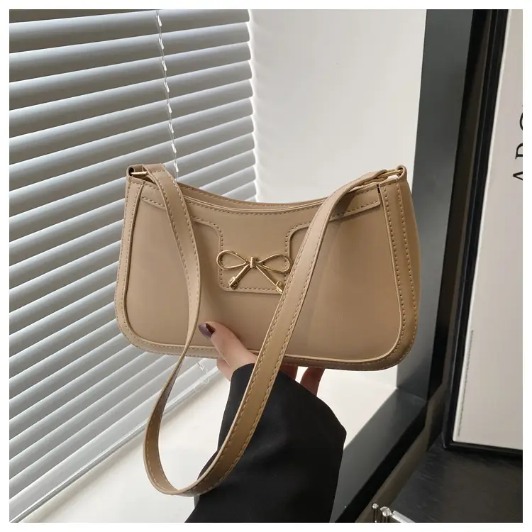 Women's Tan Bow Shoulder Bag 2025 New Style — feature 31