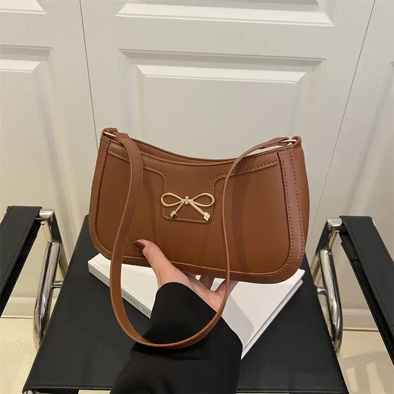 Women's Tan Bow Shoulder Bag 2025 New Style - Image 3