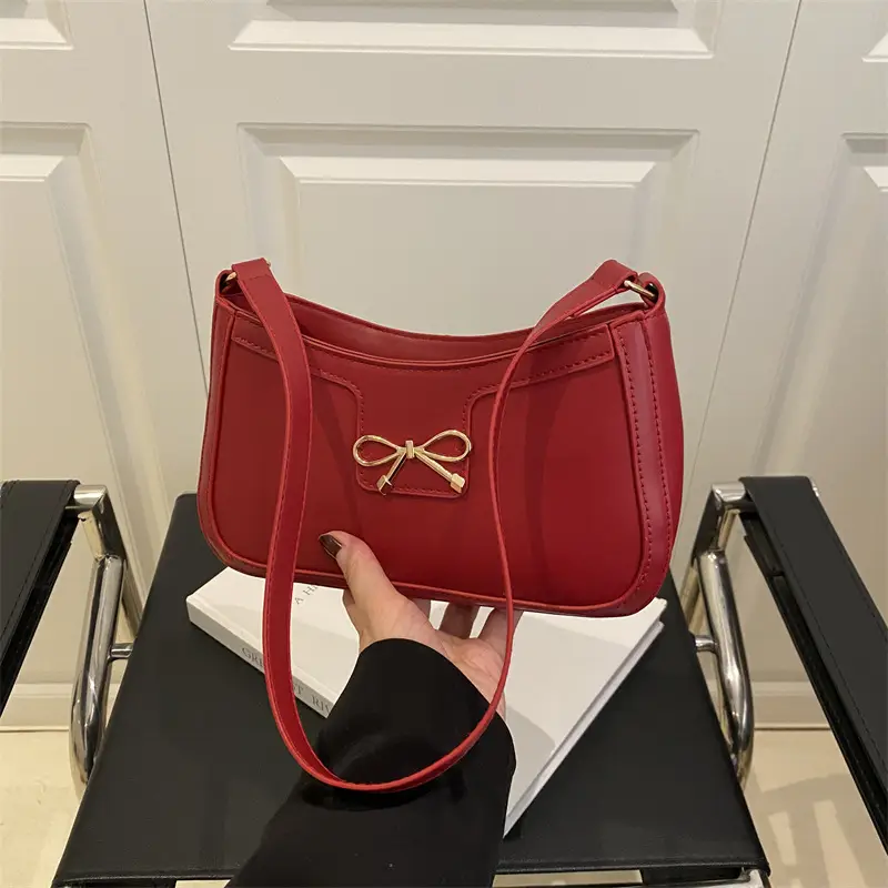 Women's Tan Bow Shoulder Bag 2025 New Style - Image 5