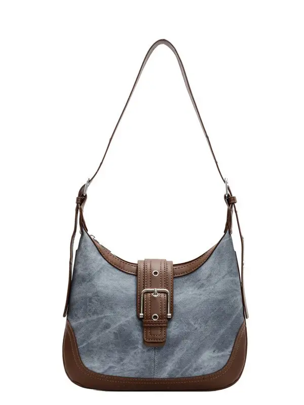 Women's Large Capacity Shoulder Crossbody Bag Korean Style Brown Grey - Image 9