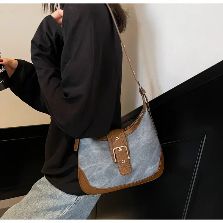 Women's Large Capacity Shoulder Crossbody Bag Korean Style Brown Grey — feature 12
