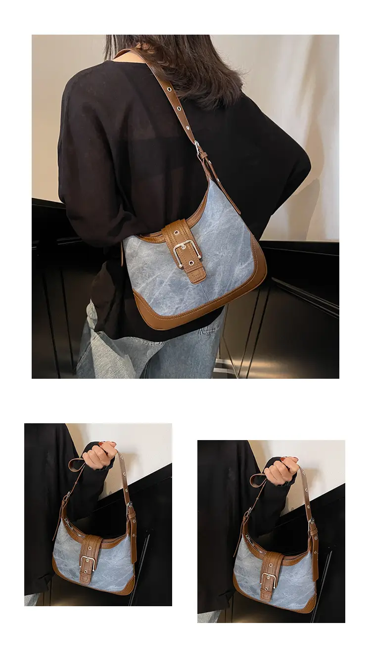 Women's Large Capacity Shoulder Crossbody Bag Korean Style Brown Grey — feature 23