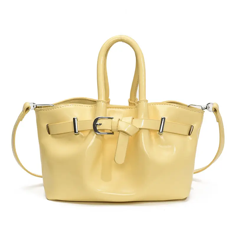 Korean Style Beige Leather Bucket Bag 2025 - Image 11