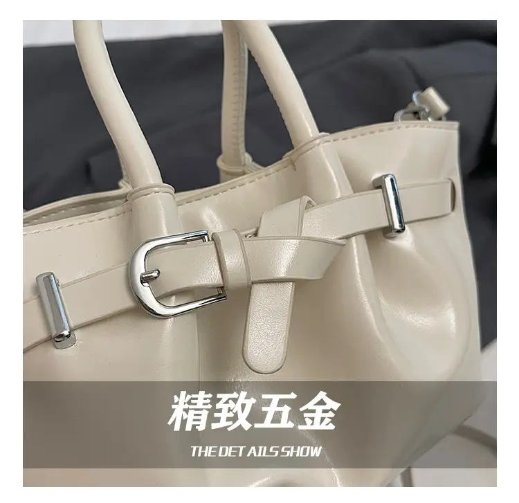 Korean Style Beige Leather Bucket Bag 2025 — feature 6