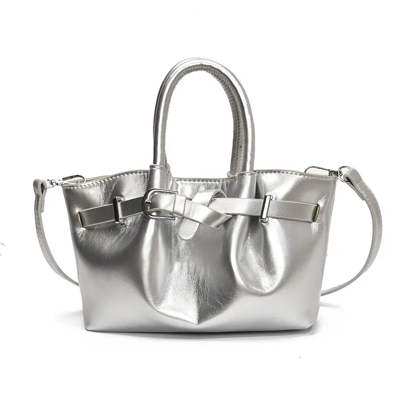 Korean Style Beige Leather Bucket Bag 2025 - Image 3