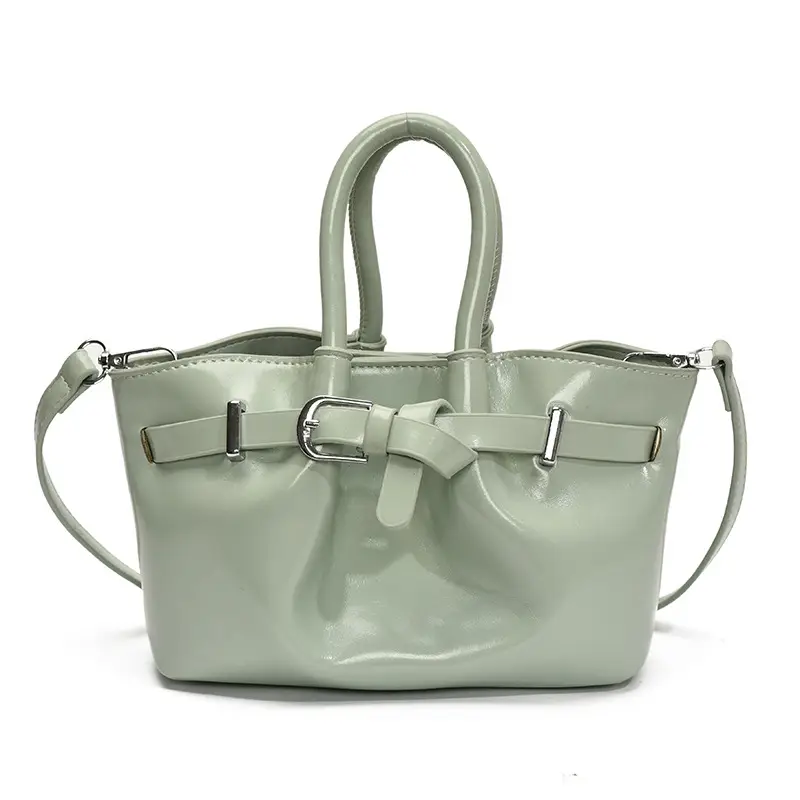 Korean Style Beige Leather Bucket Bag 2025 - Image 5