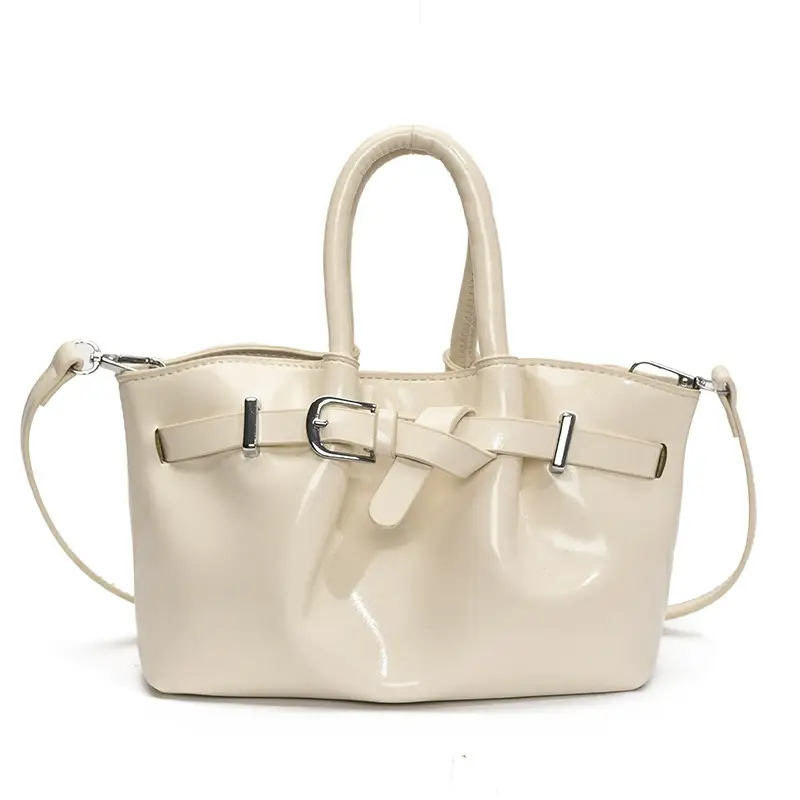 Korean Style Beige Leather Bucket Bag 2025 - Image 6