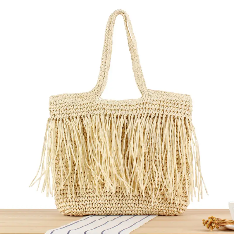 INS New South Korea Chic Tassel Handmade Woven Bag Large Capacity - Image 4