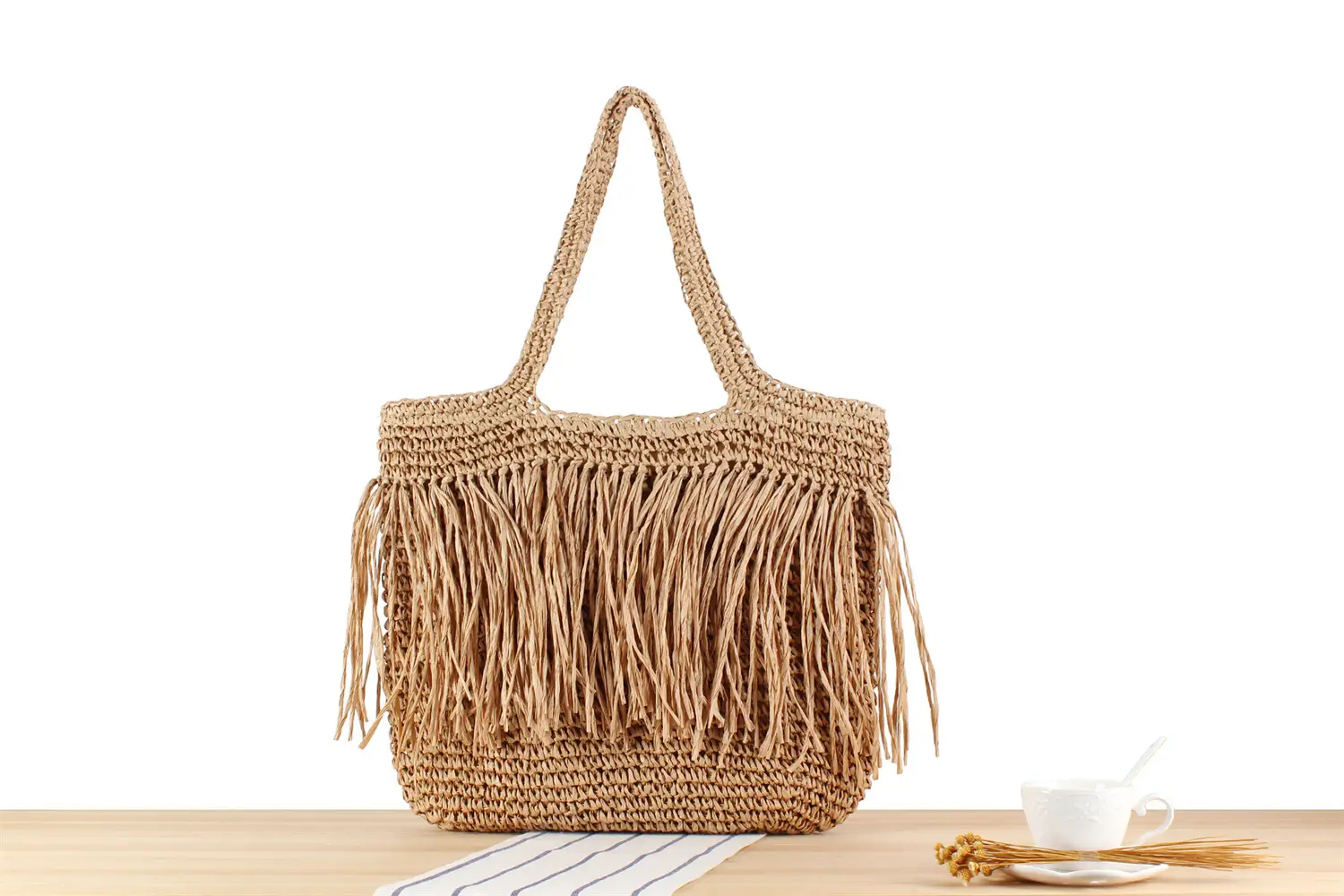 INS New South Korea Chic Tassel Handmade Woven Bag Large Capacity — feature 1