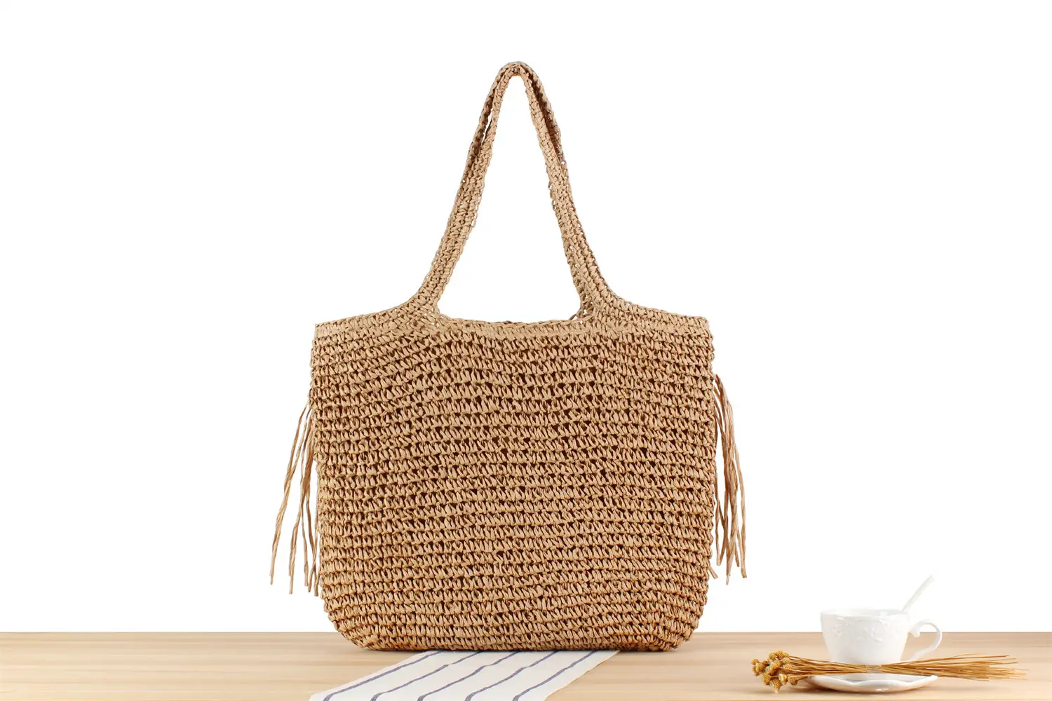 INS New South Korea Chic Tassel Handmade Woven Bag Large Capacity — feature 3