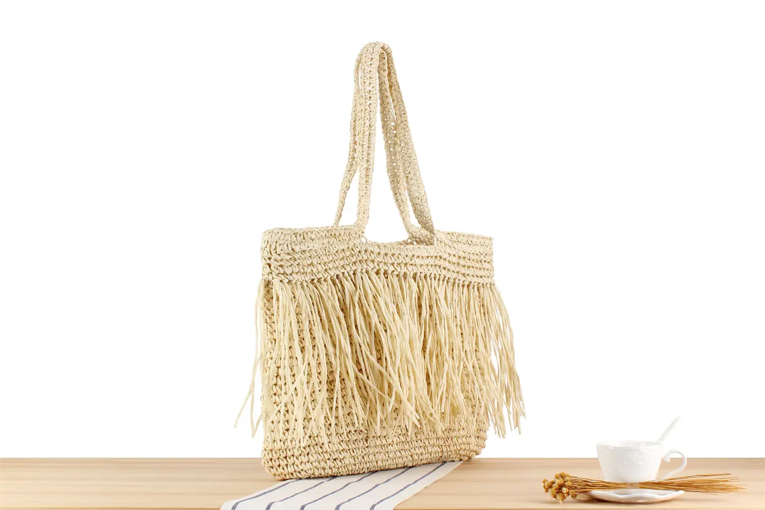 INS New South Korea Chic Tassel Handmade Woven Bag Large Capacity — feature 5