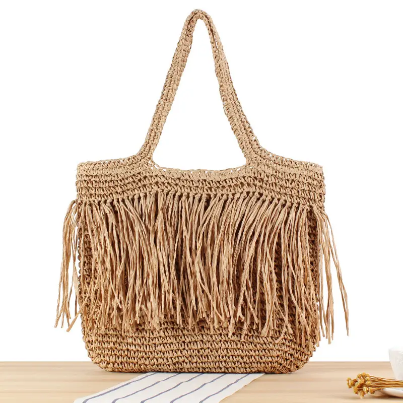 INS New South Korea Chic Tassel Handmade Woven Bag Large Capacity - Image 2