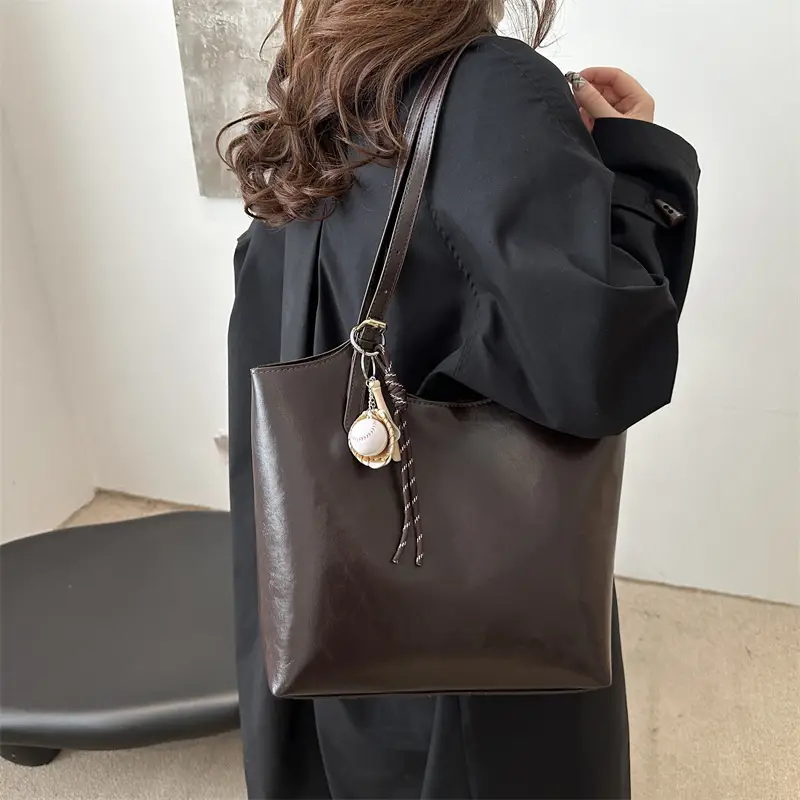 Vintage Wax Leather Tote Bag Women All Match Large Capacity - Image 7