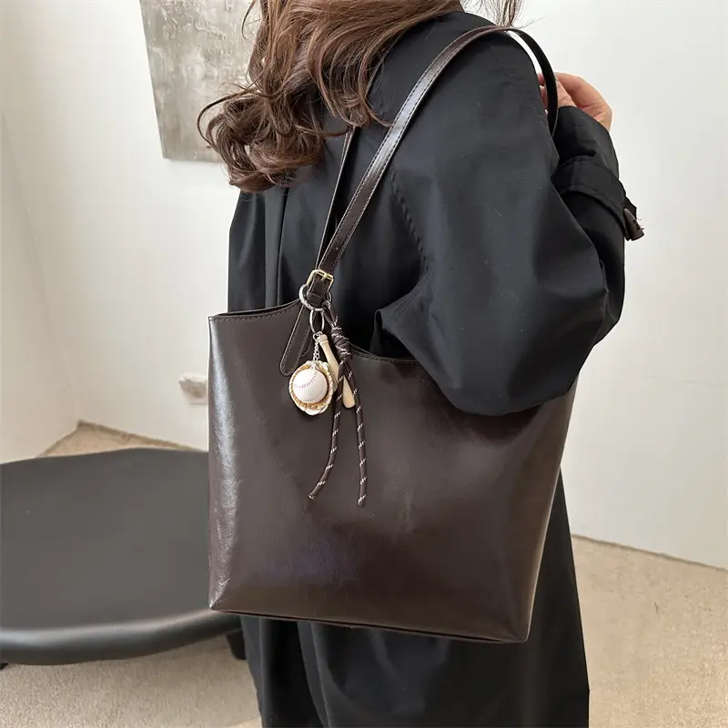 Vintage Wax Leather Tote Bag Women All Match Large Capacity — feature 21
