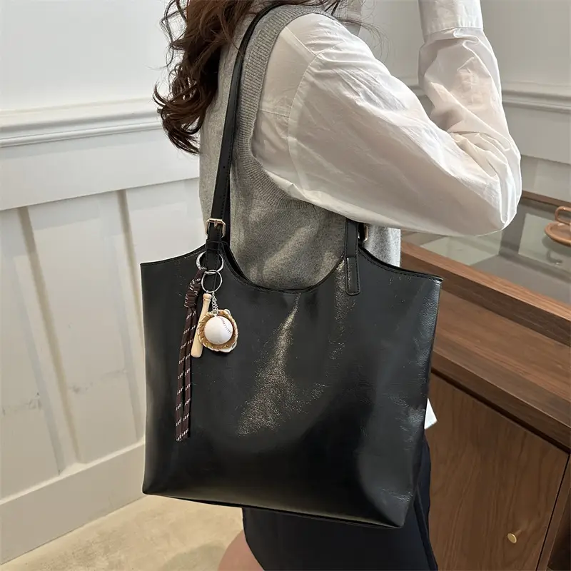 Vintage Wax Leather Tote Bag Women All Match Large Capacity — feature 26