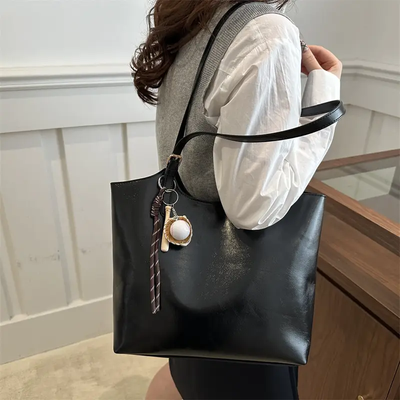 Vintage Wax Leather Tote Bag Women All Match Large Capacity — feature 27