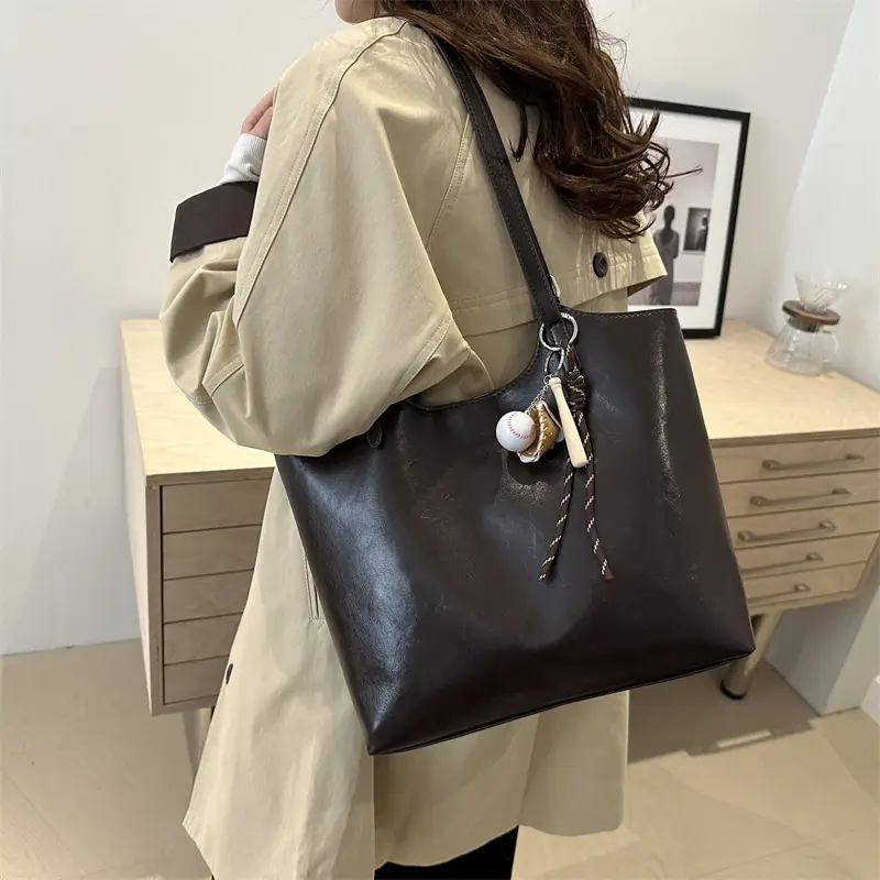 Vintage Wax Leather Tote Bag Women All Match Large Capacity — feature 28