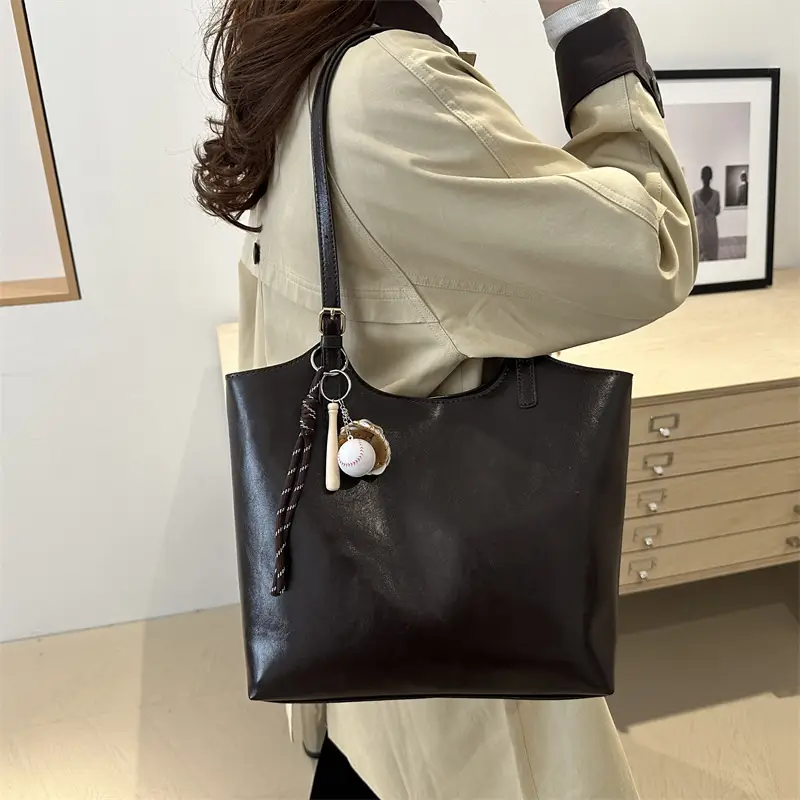 Vintage Wax Leather Tote Bag Women All Match Large Capacity — feature 29