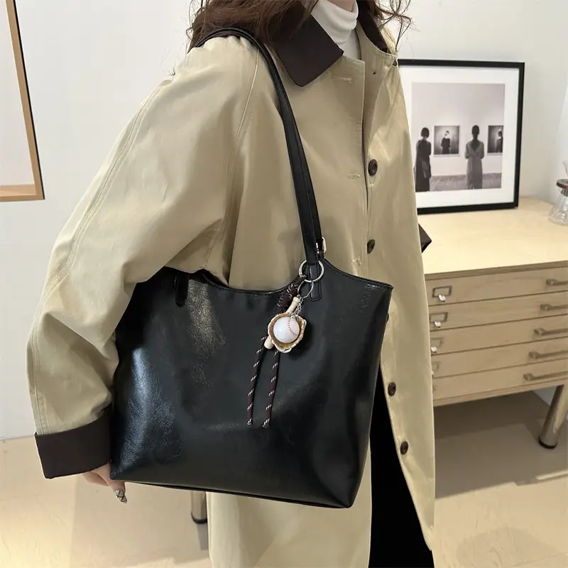 Vintage Wax Leather Tote Bag Women All Match Large Capacity — feature 31