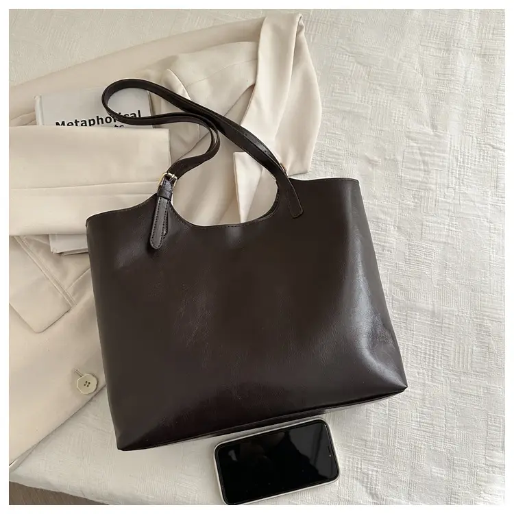 Vintage Wax Leather Tote Bag Women All Match Large Capacity — feature 5
